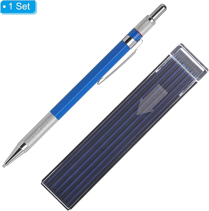 PATIKIL Mechanical Pencil with 12Pcs Multicolor Refills, Write Smoothly Portable Pencil with Built-in Sharpener for Drafting Painting Designing, Blue