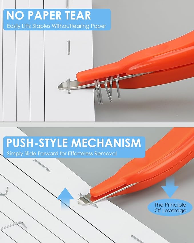 KTRIO Magnetic Staple Remover Tool 4 Pack, Professional Stapler Removers Flat Staple Puller Stick for Classroom, Office, Home, 4 Colors