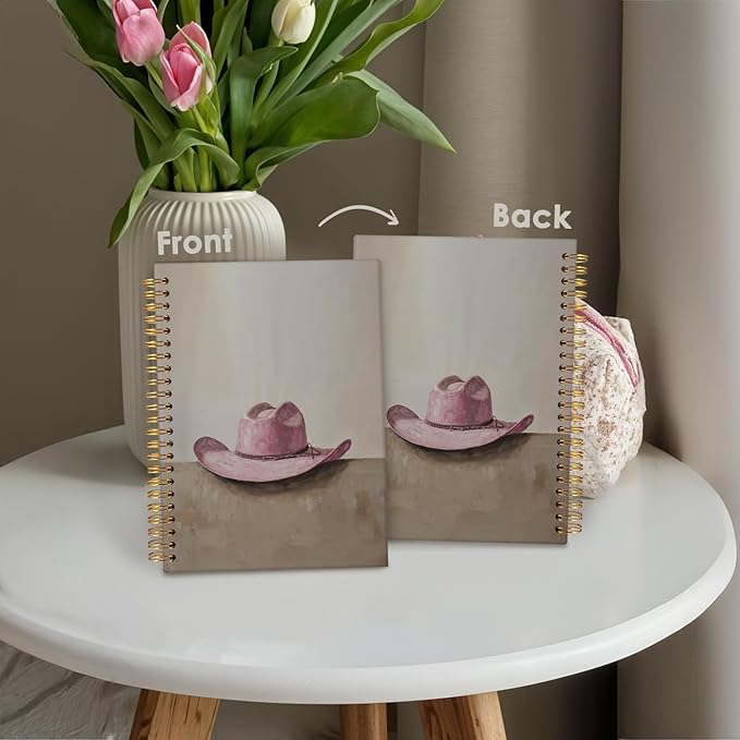 Wheatwin Western Cowgirl Spiral Notebook, Western Gifts for Women, Pink Pretty Cute Notebooks for Girls Women, Office School Supplies Journal 5.5x8.3