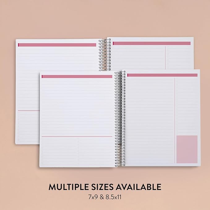 Erin Condren 7” x 9” Productivity Spiral Notebook, Lines & Checklist Layout with 80 Lb. Paper, Cosmic Collage Cover, 160 Productivity Notebook Pages, Platinum Coil, Stickers Included