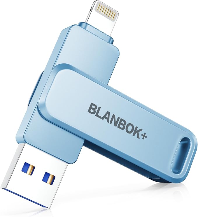 MFi Certified 512GB Flash Drive for iPhone Photo Stick, USB Memory Stick iPhone Flash Drive for Photos Videos, High Speed External Storage USB Stick Thumb Drive for iPhone/iPad/Android/PC(Sky Blue)