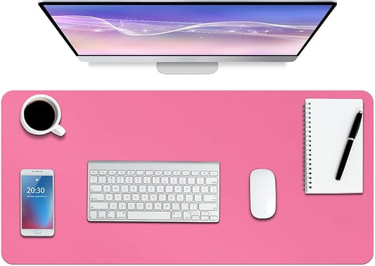 Boutilon Leather Desk Pad Protector,Non-Slip Mouse Pad,Laptop Desk Pad,Office Mouse Mat,Waterproof Leather Desk Blotter,Desk Writing Pad for Office and Home (XL-Rose Pink,35.4"x 15.7")