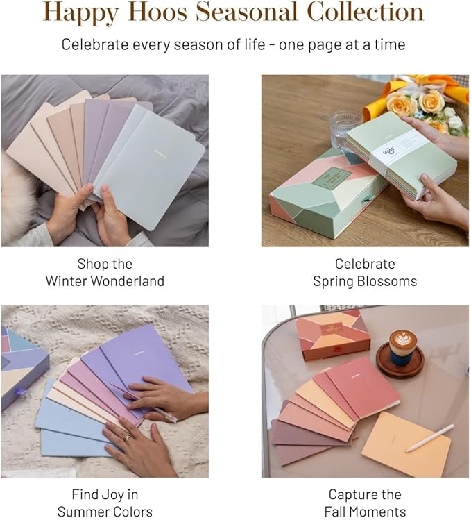 Notebook Journal (8 Pack), A5, 5.5 x 8 in, Cute Soft Paper Cover Notebook Set, Thin Writing Journal for Travel, Meditation, Wedding and Dream Journals, Lightweight Lined Paper Diary, 60