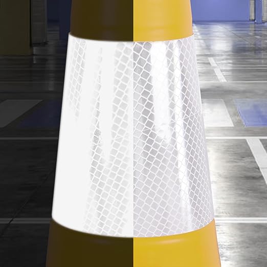 Fluorescent Orange/Green PVC Traffic Cones, Heavy Black Base Parking Lot Cone Structurally Stable Weatherproof Road Construction Safety Cones (4, Yellow, 28" Large)