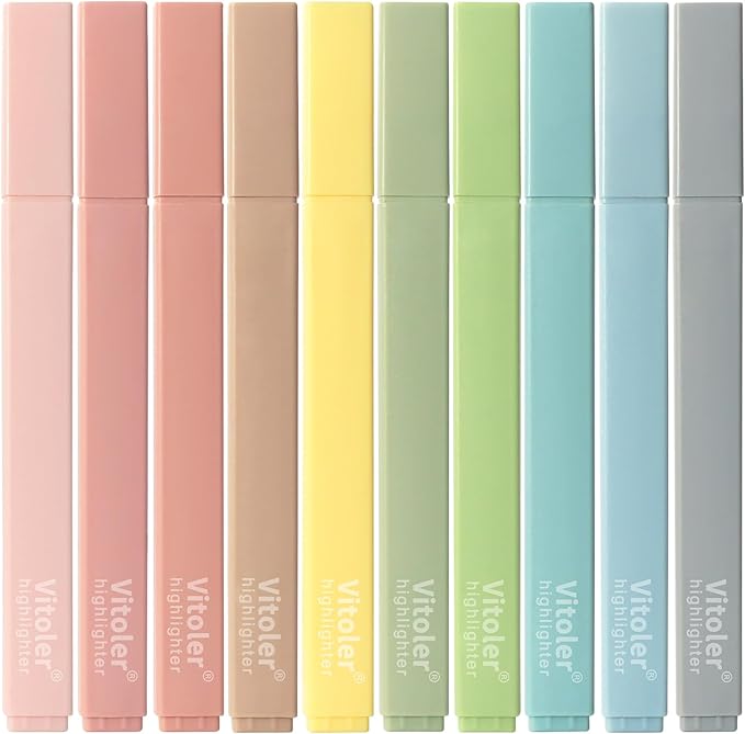 Highlighters Assorted Colors,10Pcs Bible Highlighters and Pens No Bleed, Assorted Colors, Pastel Set, Cute Marker Pens for School Journaling