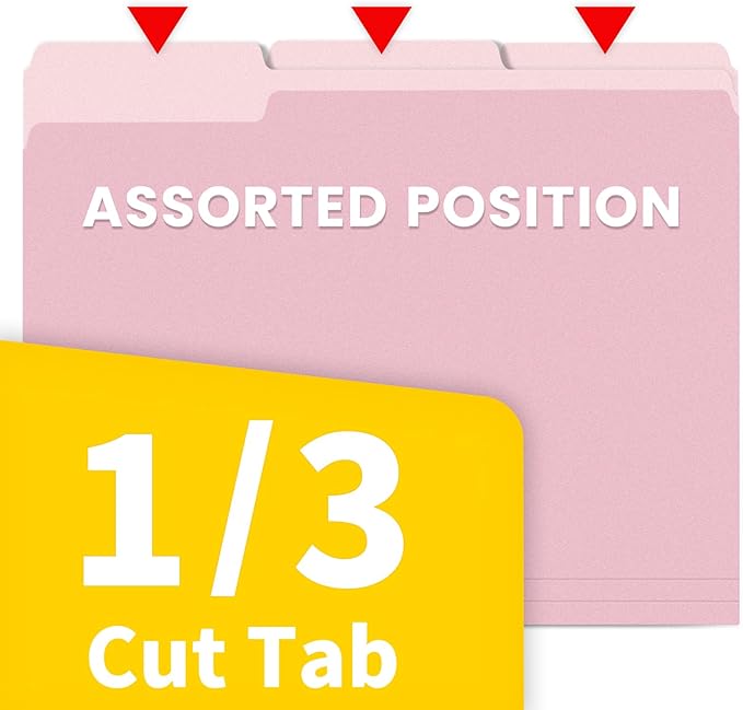 SUNEE File Folders, 120 Pack Manilla Folders 8.5 x 11, Colored File Folders Home Office School Supplies for Documents Files Paper, Pink