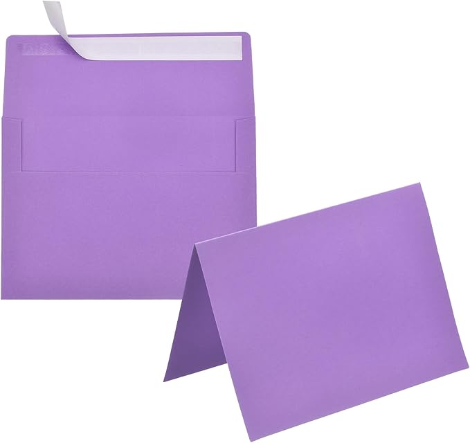 PATIKIL 50Pack Dark Purple 4x6 Blank Cards and Envelopes, Self Seal A6 Envelopes with Folded Cardstock Small for Greeting Cards Wedding Greeting Birthday Invitations Letter Mailing