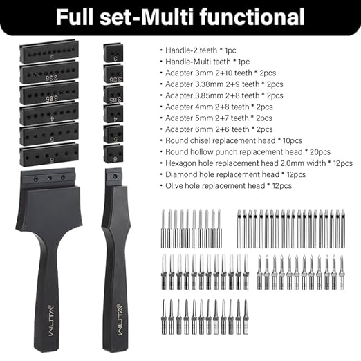 WUTA Removable Leather Hole Punch,Versatile Leather Stitching Punch,Leather Hole Punch Tool Set,Leather Stitch Punch for Leather Stitching Punch Craft DIY（Full Size Set）