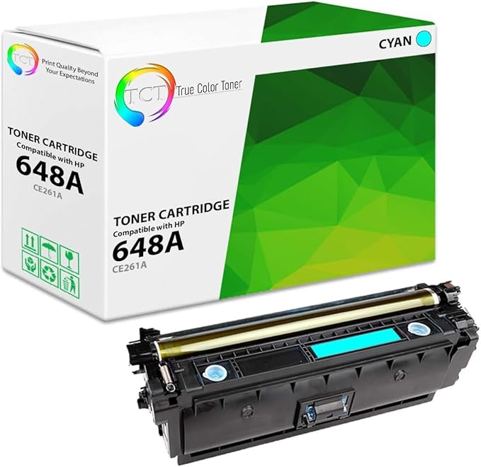 TCT 648A Cyan Toner Cartridge - Compatible Replacement for HP 648A CE261A Works with HP Color Laserjet CP4520 CP4025 CP4025N CP4025DN Printers (11,000 Pages)