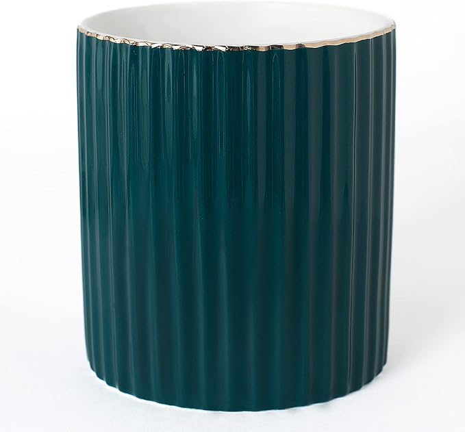 Pen Holder for Desk, Ceramic Pencil Cup Office Desk Organizer, Makeup Brush Holder, Green