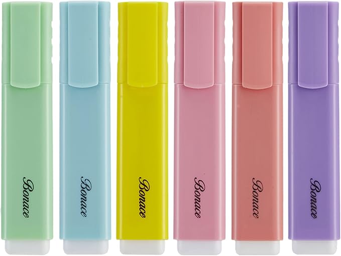 Pastel Highlighters,Chisel Tip Marker Pen,6 Assorted Macaron Colors Highlighter Pens,Mini Markers,Water Based, Quick Dry,Back to School Supplies