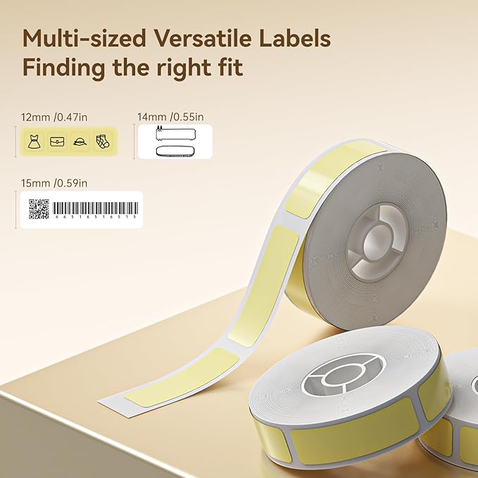 NIIMBOT Yellow Label Paper 0.47" x 1.57" (12 x 40mm), 160 Labels/Roll, 3-Roll Pack, Compatible with NIIMBOT D11 D110 Label Printer