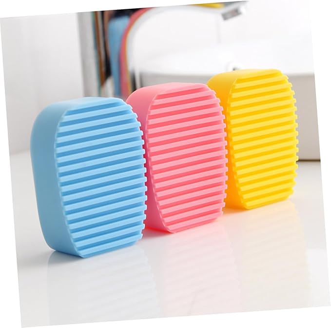 Homoyoyo Candy Color Thick Silicone Laundry Brush Handheld Scrubbing Tool for Clothes Washing Portable Washboard Cleaner Suitable for Home and Travel