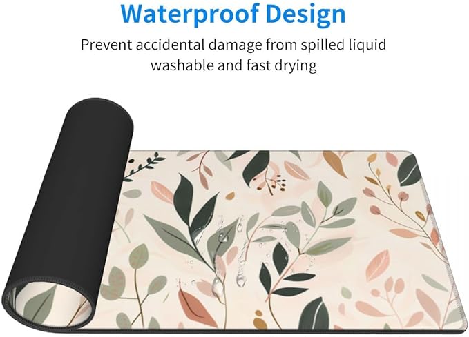 Desk Pad,Office Desk Mat 31.5"×11.8" Large Gaming Mouse Pad,Durable Extended Computer Mouse Pad,Waterproof Thick Big Mouse Pads with Non-Slip Rubber Base Office Home Abstract Boho Leaves