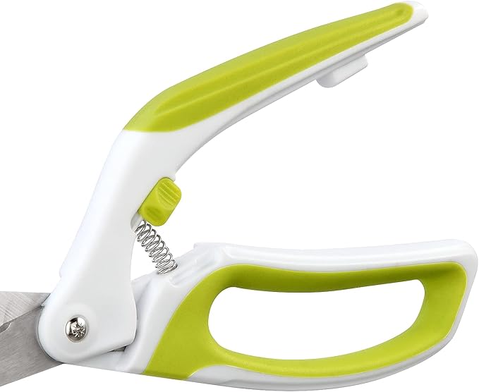 LIVINGO 10" Spring Action Fabric Scissors, Professional Sewing Scissors for Tailor Dressmaker, Spring Loaded Heavy Duty Fabric Shears for Crafting with Comfort Handle, All purpose(Green/White)