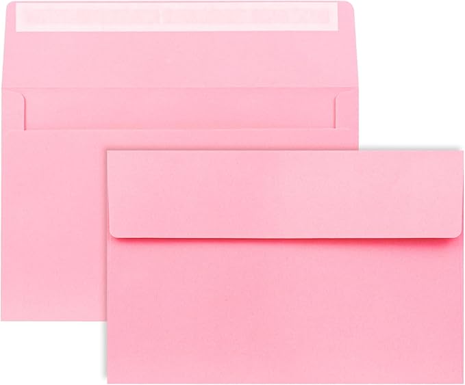 A9 Envelopes Pink 5.75x8.75 Invitation Envelopes Self Seal Pack of 50 Blank Envelopes for Cards Pink