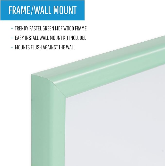 MasterVision Pastel Collection Combo Dry Erase Whiteboard/Cork Bulletin Board, Green Colored MDF Frame, 23.62" x 17.72"