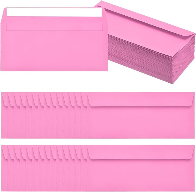 PATIKIL 100 Pack Rose #10 Business Envelopes, Colored Self Seal Letter Size Envelopes for Business Mailing Office Checks Invitation, 4-1/8 x 9-1/2 Inches