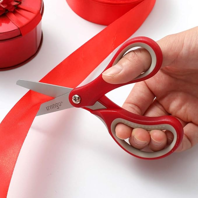 LIVINGO 5" Left and Right Handed Kids Scissors, Safety Blunt Sharp Stainless Steel Blade Scissors for Children School Teacher Use Crafting Cutting Paper, 3 Pack Assorted Colors