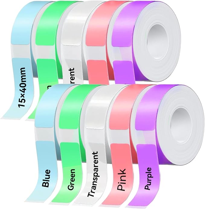 eebbl Label Maker Tape Refill 15mm 0.47 Standard Laminated Thermal Label Tape Replacement 0.59"×1.57"(15×40mm), 1650 Labels/10Rolls/Pack, High Definition Labeling Tape for Home Office School Hotel