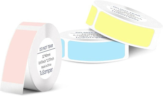 Label Maker Tape - D30 Label Tape, Multi Color Sticker Thermal Paper for Phomemo D30 Label Printer, Household Storage Labels, Self-Adhesive Label Tape, 12 mm x 40 mm, Set of 3