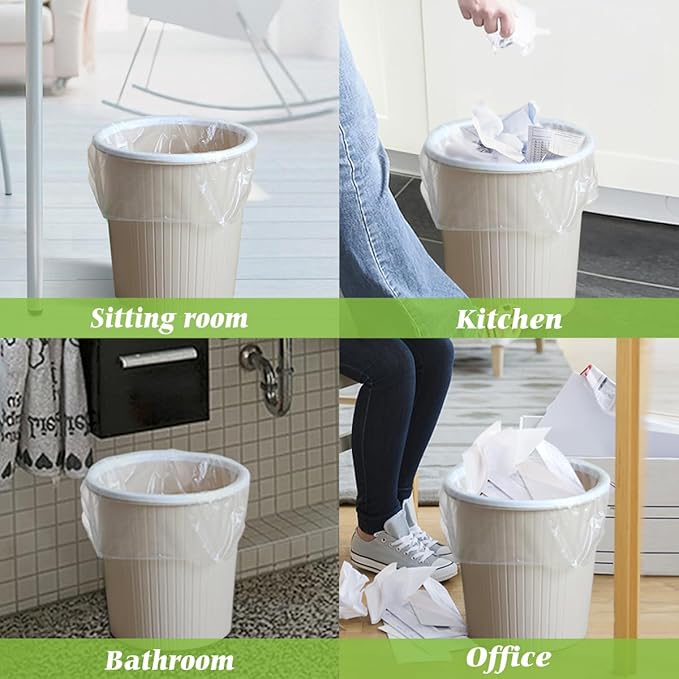 5 Gallon 50 Counts Strong Trash Bags Garbage Bags by Teivio, Bathroom Trash Can Bin Liners, Plastic Bags for home office kitchen, Clear