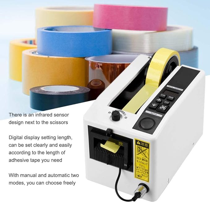 Auto Tape Dispenser, Automatic Electric Tape Cutter Ribbon Cutting Machine for Various Adhesive Tape(US Plug 110V)
