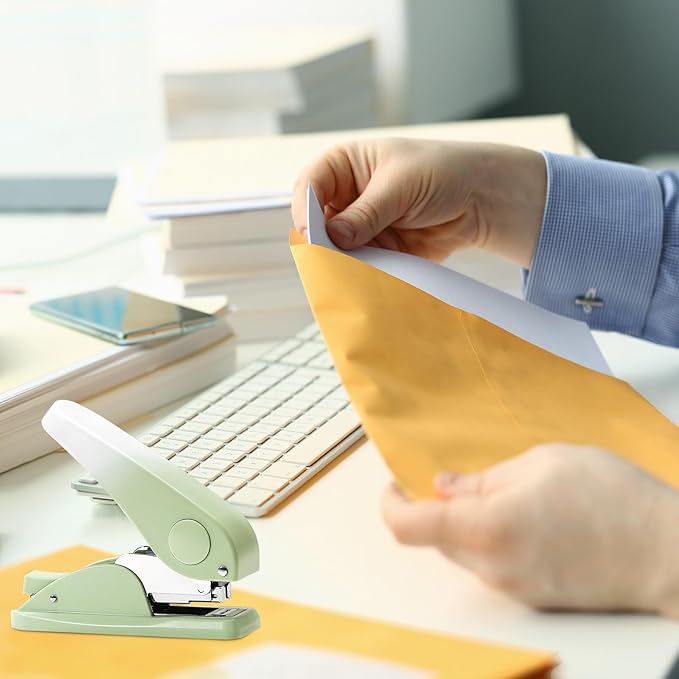 Effort-Saving Lever Teacher Stapler with 1000 Staples, 24/6 and 26/6 Stapler for desks, Offices, and classrooms (Green)