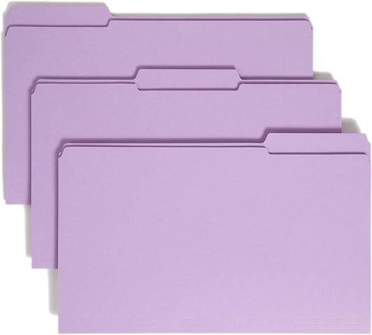 Smead File Folder, Reinforced 1/3-Cut Tab, Legal Size, Lavender, 100 per Box (17434)