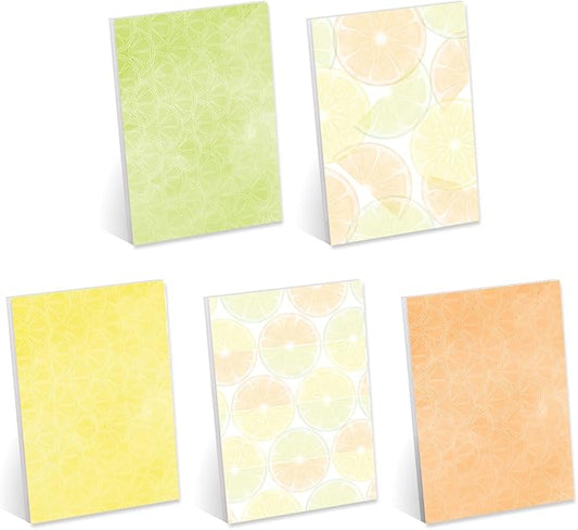 Gotcha Covered Notebooks Citrus Vibes Note Assortment / 4" x 6" Tropical Repositionable Sticky Notes/Set Of 5 Colorful Fruit Themed Pads/Made In The USA
