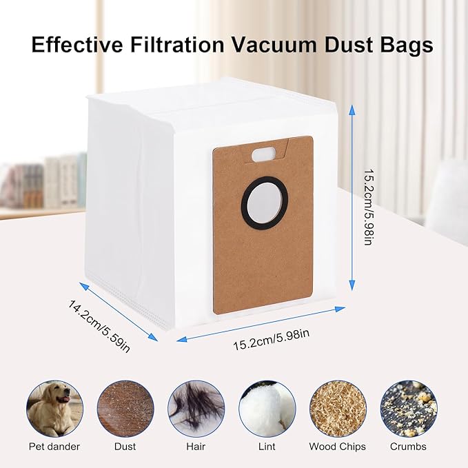 Dust Bags Replacement Compatible with Tapo RV30 Max Plus /RV20 Max Plus Vacuum Cleaner,Large Capacity Canister Vacuum Dust Bag Accessories Part (10 Pack)