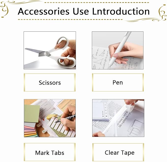 Office Supplies,Desk Accessories, Stapler and Tape Dispenser Set for Women with Stapler, Tape Dispenser, Staple Remover, Staples, Clips, Scissor and Tabs,Gift for Students, Coworkers