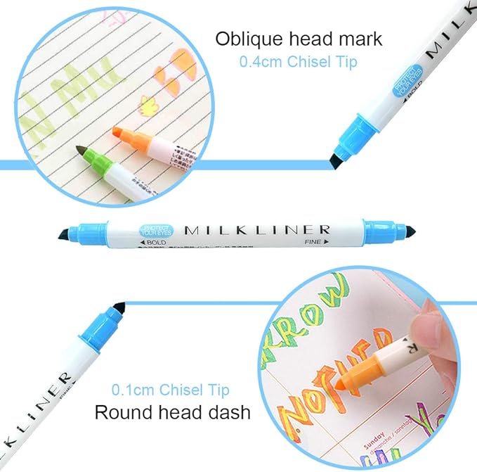 YOOUSOO Pastel Highlighters Set, 12 Unique Retro Colors, Highlighters Assorted Colors, Quick Dry Dual tip and Fine Tip No Bleed Highlighter Markers for Bible Journals Planners Books Notes