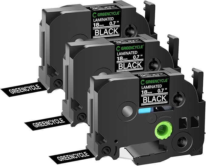 GREENCYCLE 3 Pack Compatible for Ptouch TZe-345 Aze-345 TZ-345 AZE Tape 18mm 0.7''Laminated White on Black Laminated Label Tape for PT-2730 PTD400AD PT-D450 PTD600 PTP700 PTP710BT Label Maker