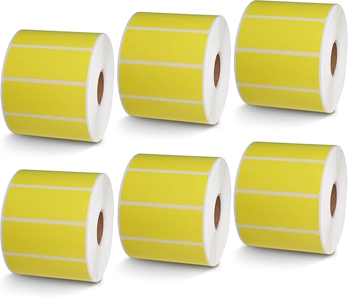 BETCKEY - 2.5" x 1" Multipurpose & Barcode Labels Compatible with Zebra & Rollo Label Printer,Premium Adhesive & Perforated[Yellow, 6 Rolls, 8280 Labels]