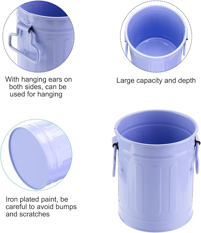 PATIKIL Barrel Pencil Holder, Metal Pen Holder for Desk Pencil Holders Cup Organizer with Handles Makeup Brush Holder Stationery Storage, Purple