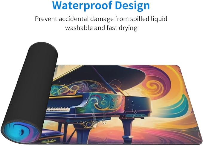 Gaming Mouse Pad, Large Non-Slip Rubber Base Mousepad, Keyboard Mouse Mat, Desk Pad with Stitched Edges, 31.5x11.8inch, Paino