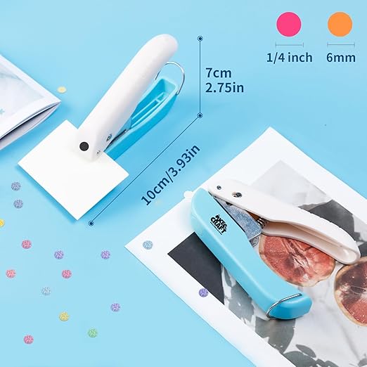 UCEC Handheld Hole Paper Punch, 1/4 Single Hole Punch One-Hole Punch, Small Hole Puncher for DIY Scrapbook Craft Paper Tags Clothing Ticket Tool (2 Pack)