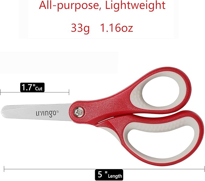 LIVINGO 24 Pack 5” Kids Scissors, Blunt Safety Blade, Left/Right Handle, Bulk School Supplies Preschool Shears for Teachers Student Toddler Children Classroom Crafting Cutting Paper