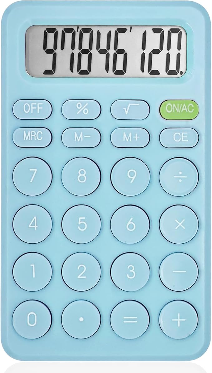 Basic Cute Calculator Four Function for Teachers Students Basics Office, Small Handheld Calculator, 8 Digit with LCD Display, Sensitive Button, 5.5×3.2 inches Blue