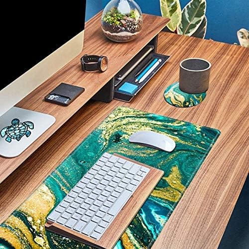 Big Desk Pad (31.5 X 11.8 Inch) Desk Mat Accessories for Women Men Desk Protector Extended Mouse Pad for Office/Home Accessories Writing Pad for Top of Desks +Cup Coaster, Teal