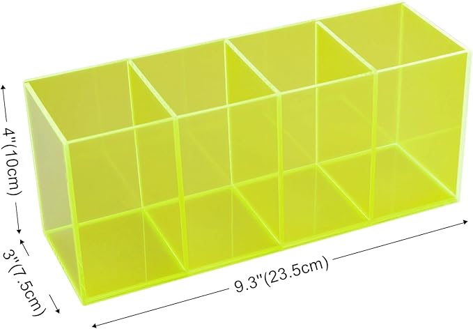 Pen Holder for Desk Neon Acrylic Pencil Holder Cup Makeup Brush Storage Organizer for Vanity, Neon Green