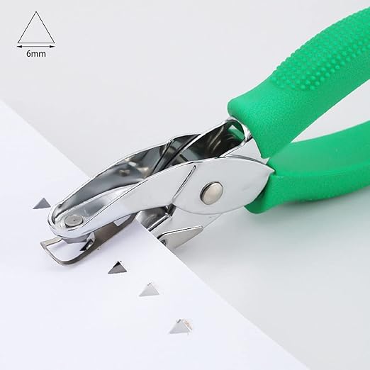 MIAO JIN 2Pcs 1/4" Triangle and 1/6" Square Handheld Metal Hole Punch for DIY Craft Paper Scrapbook Puncher Small Shaped Hand Tool with Grip (Triangle and Square)