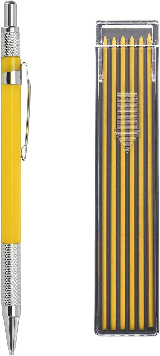 PATIKIL Mechanical Pencil with 12Pcs Multicolor Refills, Write Smoothly Portable Pencil with Built-in Sharpener for Drafting Painting Designing, Yellow