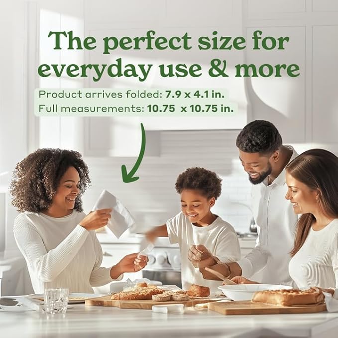 Caboo Tree Free Dinner Napkins - 4 Packs of 150, 600 Total Paper Napkins, Sustainable and Disposable White Napkin