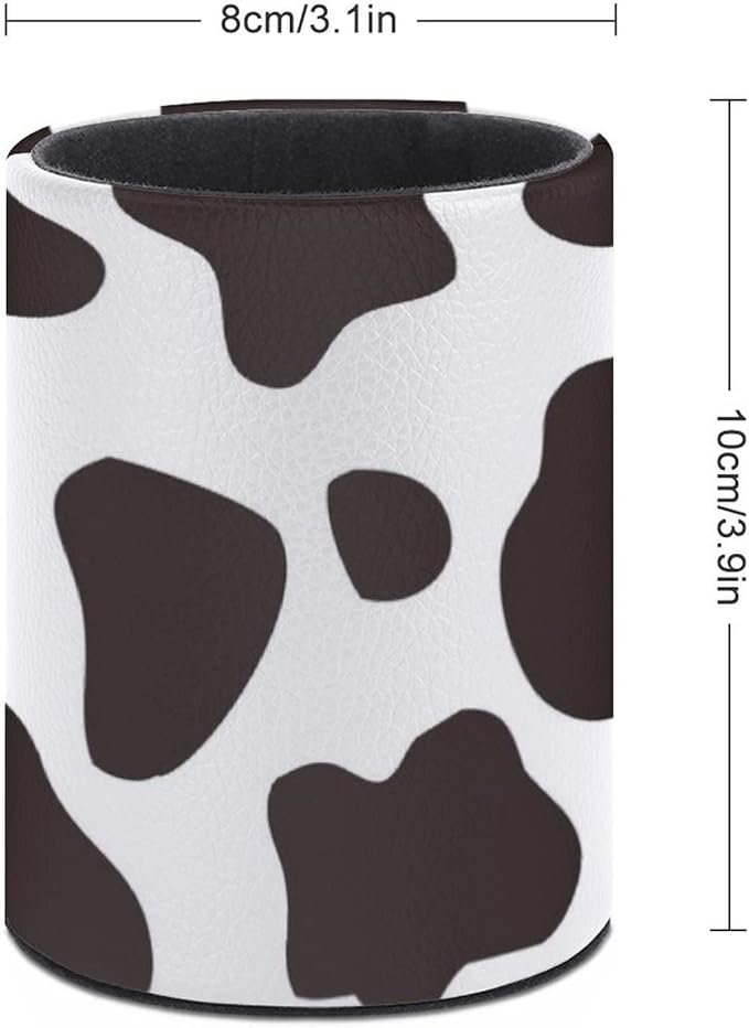 Cow Print Pen Holder Pencil Organizer Cute Pencil Cup Desk Decor Makeup Brush Holder PU Multifunctional Office Suppliesfor Home Classroom School