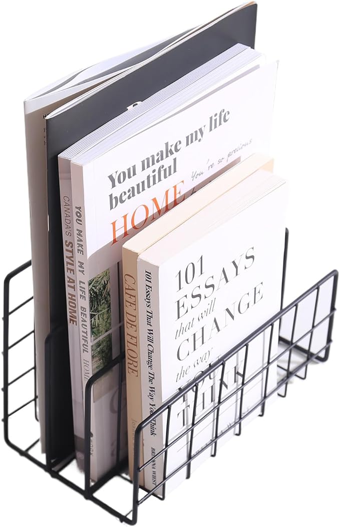 File Folder Organizer for Desktop,3 Section Metal Vertical magazine Stand Holder,Paper tray/Mail countertop/Record/Letter/Book Rack Sorter Holders,Desk organizers and accessories & office supplies