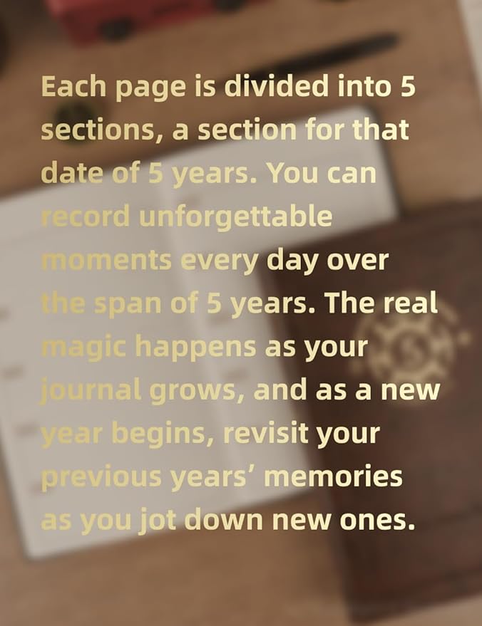 YouthWill Five Year Journal, 5-year Memory Notebook, Daily Journal, Undated Diary, One Line a Day, Soft Cover, Medium, 85gsm paper (Copper Brown)