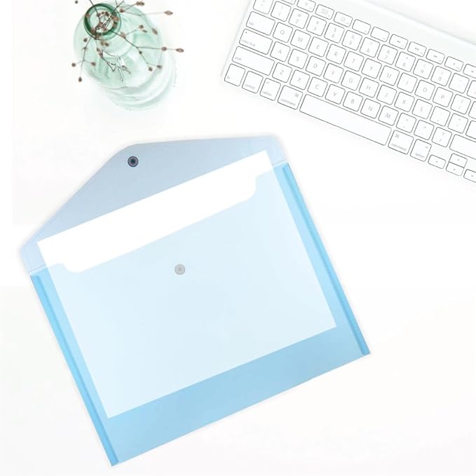 JAM PAPER Plastic Envelopes with Snap Closure - Letter Booklet - 9 3/4 x 13 - Blue - 12/Pack
