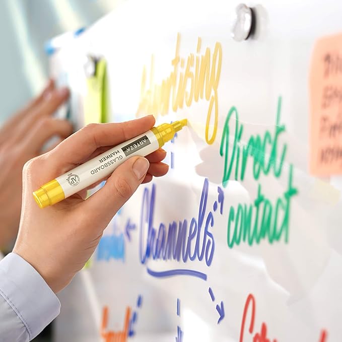 ARTEZA Glass Board Markers, 20 Pack Assorted Colors for Whiteboards, Mirrors, and Windows, Erasable Dry Erase Markers, Office and School Supplies